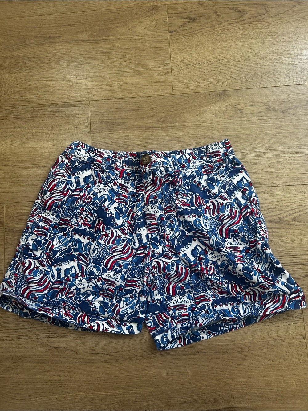 chubbies Women's Red, White & Blue Patterned  Shorts